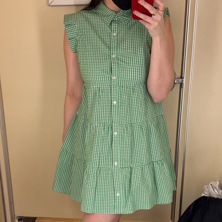 Green Gingham Mini Dress